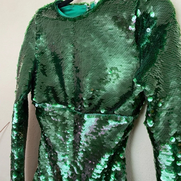 HOUSE OF CB 'Belle' Pine Green Sequin‎ Maxi Dress NWOT size XS - Picture 10 of 13